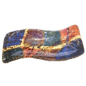 Rustic Earthenware Handmade Desert Ceramic Tray Vintage